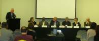 A panel of Rutgers and industry experts discuss how to prepare residents for climate change impacts. Tony MacDonald of Monmouth University’s Urban Coast Institute moderated the panel.