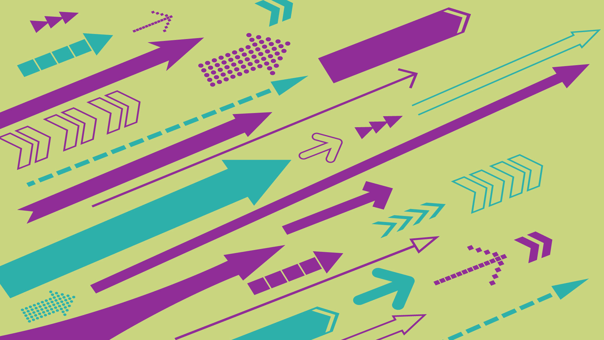 purple and blue arrows on green background pointing to the upper right