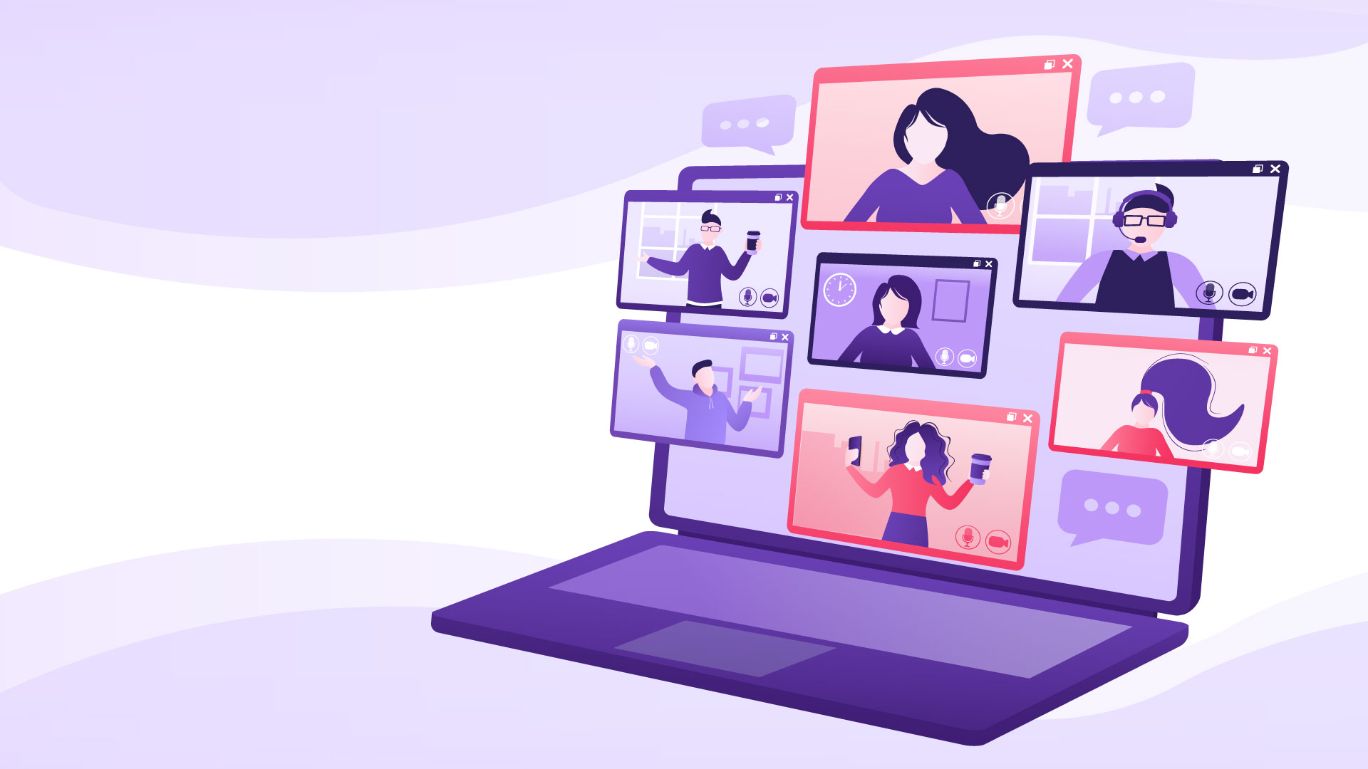 pink and purple webinar images on laptop