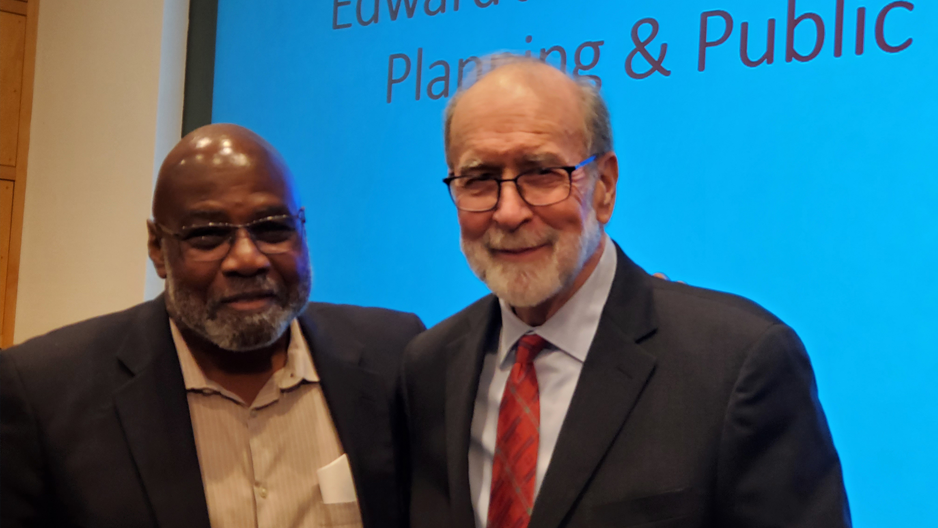 Henry Coleman and Carl Van Horn at Bloustein faculty retiree event