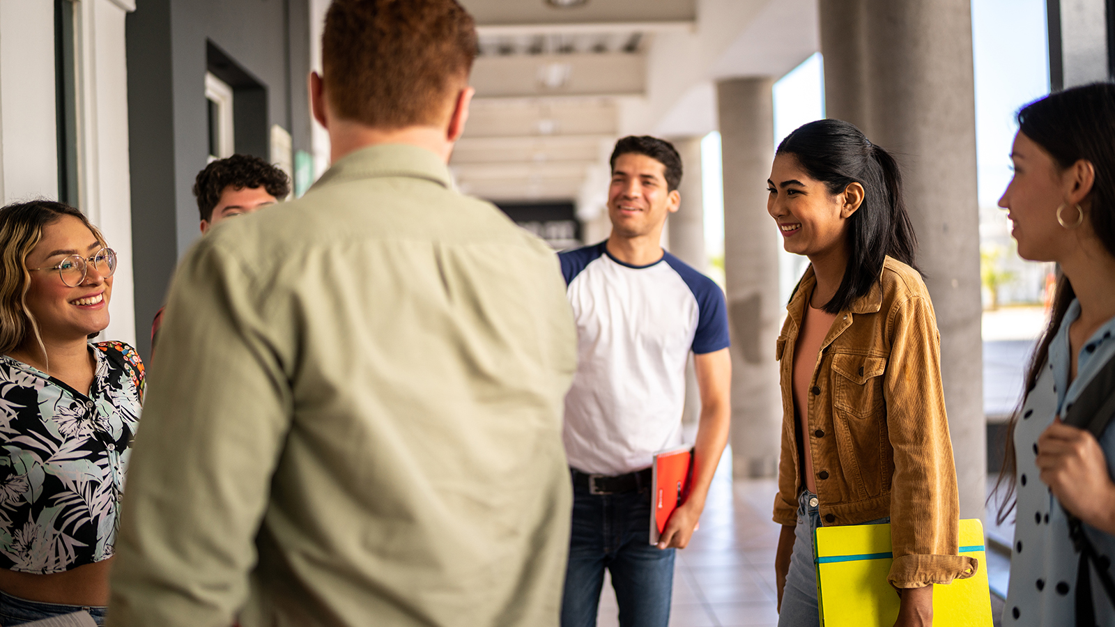College students talking at university
