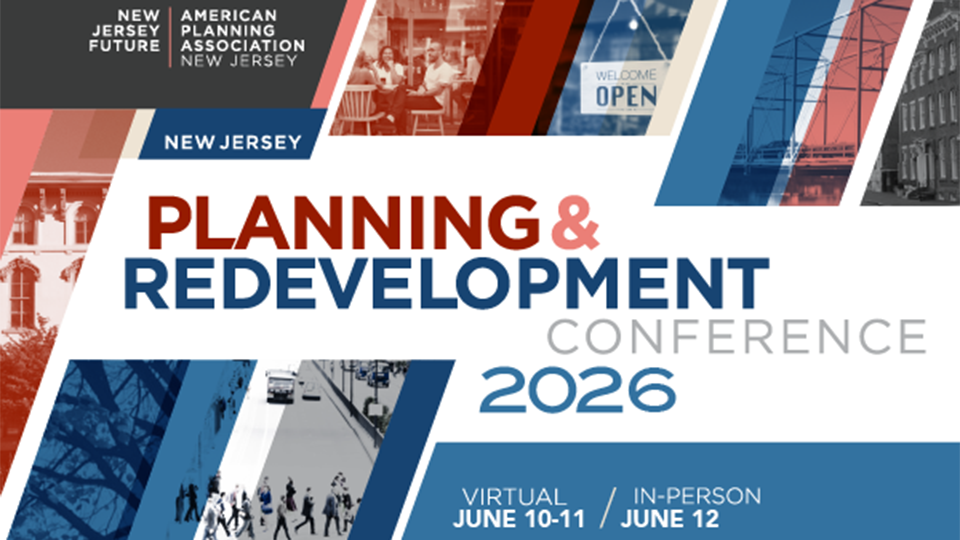 red and blue artwork/image for New Jersey Planning and Redevelopment Conference 2026