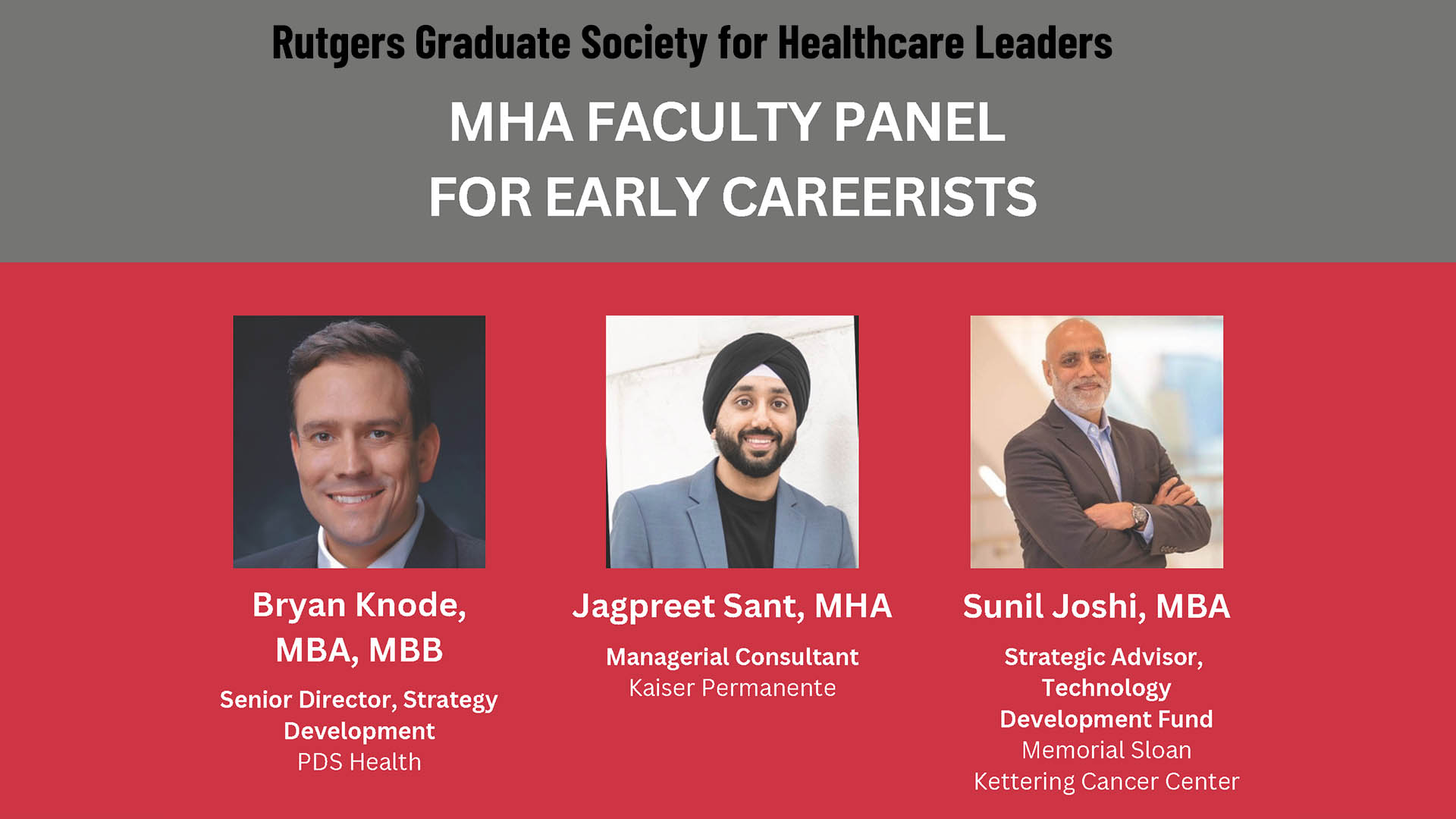 Rutgers Graduate Society for Healthcare Leaders MHA Faculty Career Panel