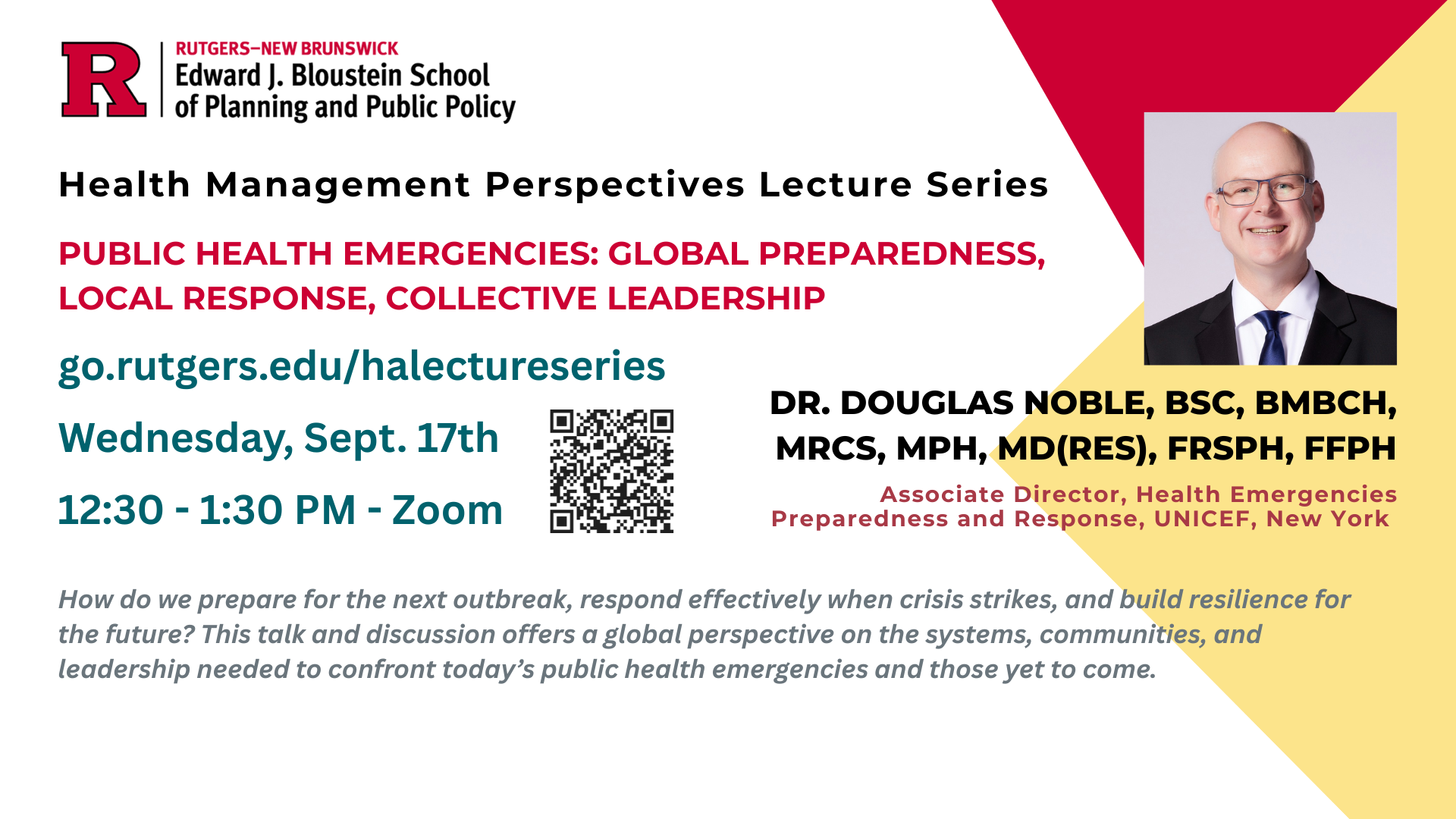 Rutgers Health Management Perspectives Lecture - Noble