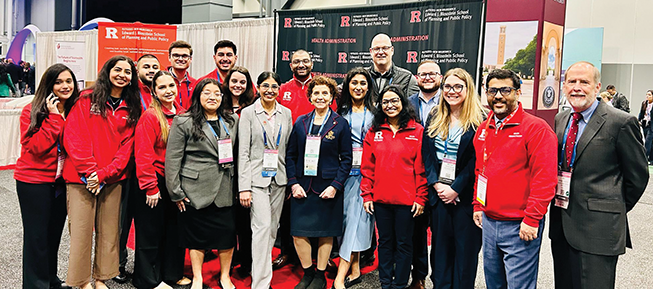 The Bloustein School student, alumni, faculty, and staff cohort at the 2025 American College of Healthcare Executives (ACHE) conference in Houston, Tx.