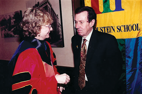 Professor and Associate Dean for Academic Programs Emeritus Dona Schneider (left) and Dean Emeritus and Distinguished Professor James W. Hughes (right) were instrumental in the growth of the public health and health administration programs at the Bloustein School.